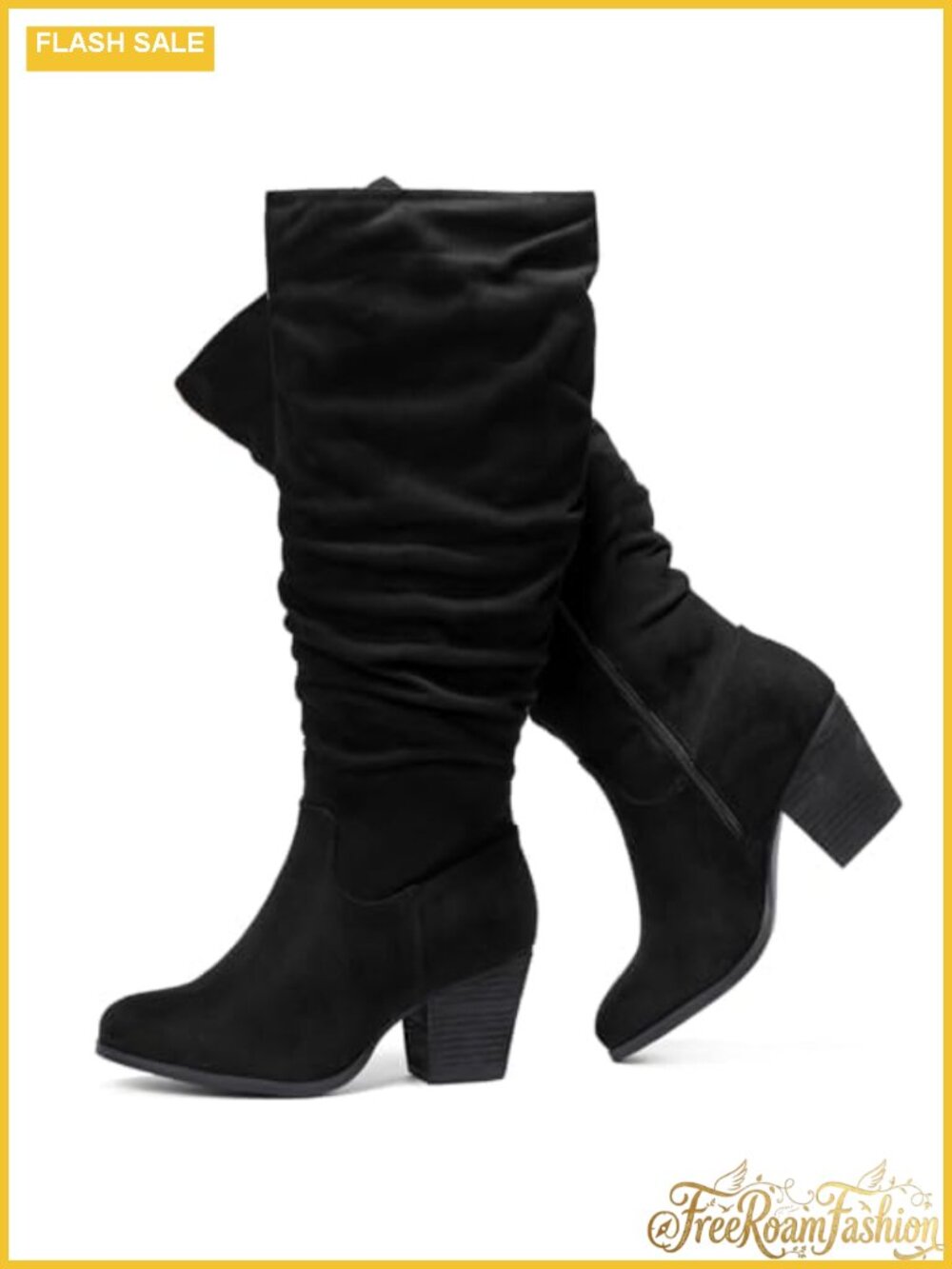 Extra Wide Calf Knee High Boot Memory Foam Faux Leather